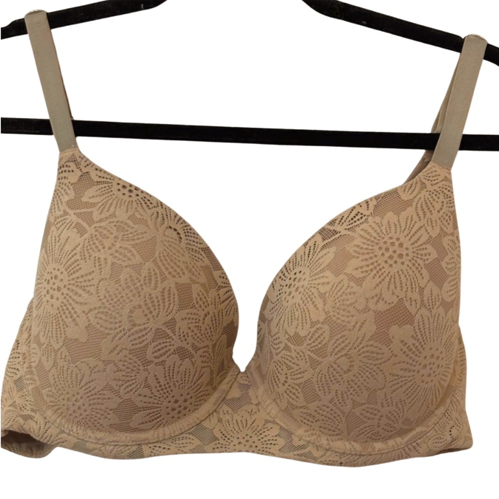 Aerie Sunnie Bloom Lace Strappy Demi Push Up Bra 42C Beige